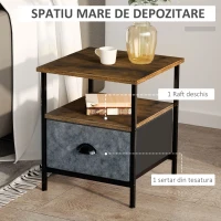 HOMCOM noptiera stil industrial, cu sertar, 40x40x46.9 cm(m-4)