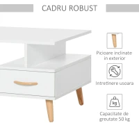 HOMCOM Masuta de sufragerie moderna, cu usa si sertar Sufragerie si Birou Alba(m-5)