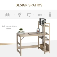 HOMCOM birou cu biblioteca si 3 rafturi, 120 x 67 x 120.5 cm(m-5)