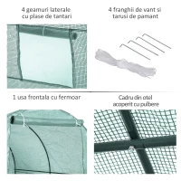 Outsunny sera de gradina din PE, 245x200x198cm, verde(m-5)