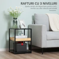HOMCOM masuta de cafea cu 3 rafturi, 40x40x55cm, neagra(m-4)