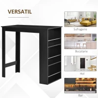HOMCOM masa de bucatarie, 3 rafturi, 112x57x106cm, negru(m-5)