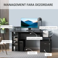 HOMCOM Masa de Birou pentru Calculator, Moderna, Masa de Birou PC cu Etajera Culisanta pentru Tastatura, 152 x 60 x 88 cm, Neagra(m-4)