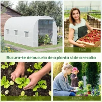 Outsunny Sera pentru Gradina Tip Tunel pentru Plante din PE si tevi de Otel, Alba, 450x200x200 cm(m-6)