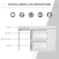 HOMCOM birou unghiular cu forma L, 117x82x74 cm, alb(m-6)