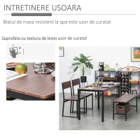 HOMCOM set masa cu banca si scaune, stil industrial, maro(m-6)