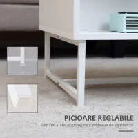 Masuta de Salon HOMCOM Dreptunghiulara cu Sertare din Lemn si Metal, 100x50x40cm - Alb(m-6)