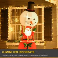 HOMCOM Mos Craciun Gonflabil pe Balon cu Lumini LED Integrate, Decoratiune de Craciun pentru Exterior, 80x85x250cm - Multicolor(m-4)
