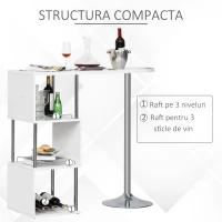 HomCom masa inalta de bucatarie, cu 3 rafturi, 113x40x105cm(m-4)