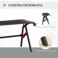 HOMCOM Birou Gaming Modern pentru Casa sau Birou cu Accesorii Rosu si Negru(m-5)