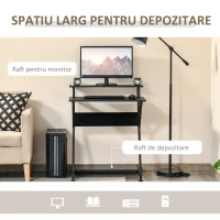 HOMCOM Masa Suport PC Economiseste Spatiu cu Raft Inaltat Monitor 70x60x85.5cm, Lemn Negru(m-4)