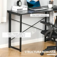 HOMCOM Birou de Colt Retractabil cu 2 Rafturi Negru 120x72.5x76.5cm(m-7)