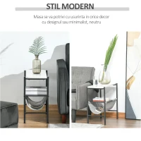 ​​HOMCOM masuta de salon sau dormitor cu raft din tesatura, gri(m-5)