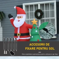HOMCOM Mos Craciun Gonflabil cu Brad Inaltime 150cm Lumini cu LED Rosu Verde(m-7)