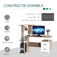 HOMCOM Masa pentru Computator Birou cu Raft 133 x 55 x 123cm(m-5)