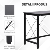 Homcom Masa Birou Colt – Spatioasa din Lemn & Metal Negru(m-5)