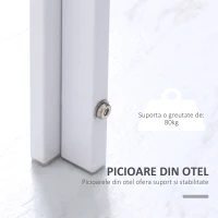 HOMCOM Masă Dreptunghiulară pentru 4 Persoane din Metal și Sticlă Securizată, 120x60x75 cm, Alb(m-5)