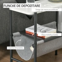 ​​HOMCOM masuta de salon sau dormitor cu raft din tesatura, gri(m-6)