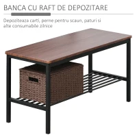HOMCOM set masa cu banca si scaune, stil industrial, maro(m-7)