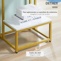 HOMCOM masuta pe doua nivele, 45x40x61,5cm alb si auriu(m-6)