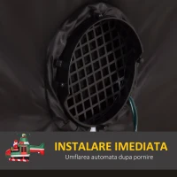 HOMCOM Mos Craciun gonflabile pe elicopter 4 lumini cu LED-uri, pentru exterior(m-6)
