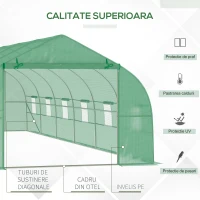 Outsunny Sera Tunel Gradina – PE, Usa cu Fermuar & Ferestre Ventilatie(m-4)