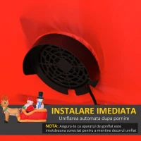 HOMCOM Mos Craciun Gonflabil cu Sanie cu Reni Om de Zapada si Lumini LED(m-6)