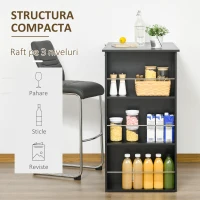 HOMCOM masa de bucatarie, 3 rafturi, 112x57x106cm, negru(m-4)