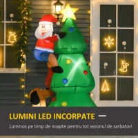 HOMCOM Pom de Craciun Gonflabil cu Mos Craciun si Catelus si Lumini LED(m-4)