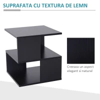 HOMCOM Masuta de cafea 3 Etajere Mobilier Modern din Lemn 40x40x43cm(m-6)