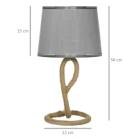 HOMCOM Nautical Table Lamp with Rope Base for E27 LED Halogen Bulb, Desk Fabric Light, for Bedroom, Living room, Study Room, Light Grey(m-3)