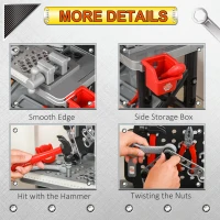 HOMCOM Kids Workbench and Construction Toy, Toddler Tools Workshop, Pretend Play, w/ Shelf Storage Box, Electric Drill, Aged 3-6 Years Old(m-7)