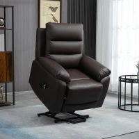 HOMCOM Fauteuil releveur électrique fonction massage inclinaison réglable 8 modes repose-pied ajustable PU 2 télécommandes(m-2)