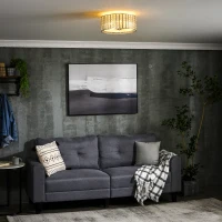 HOMCOM Modern K9 Crystal Chandelier Ceiling Light with Double Layer Lampshade, Round Pendant Light for Living Room, Bedroom, 4 G9 Bulbs Required, Φ35 cm(m-2)