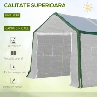 Outsunny sera de gradina cu 8 ferestre 600x300x240 cm, alba(m-4)