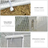 Outsunny sera de gradina cu 8 ferestre 600x300x240 cm, alba(m-5)