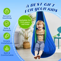 HOMCOM Children's Canvas Hanging Swing Pod Chair Blue(m-6)