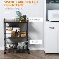 HOMCOM Carucior de Bucatarie Stil Industrial 4 Roti 2 Cosuri 4 Manere Maro(m-4)