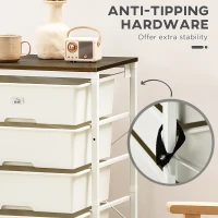 HOMCOM Bedroom Chest of Drawers, 6-Drawer Dresser, Tall Storage Drawer Unit with Steel Frame for Living Room, White(m-6)