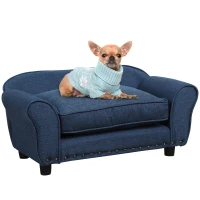 PawHut Wooden Pet Sofa, with Removable Padded Cushion, for Small Dogs - Blue(m-1)