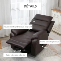 HOMCOM Fauteuil releveur électrique fonction massage inclinaison réglable 8 modes repose-pied ajustable PU 2 télécommandes(m-8)