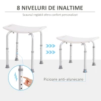 HOMCOM scaun pentru dus, antialunecare, 50x36x39.5-56.5cm(m-4)