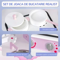 HOMCOM Bucatarie Jucarie pentru Copii 3+ ani 5 Accesorii Sunete Realiste Dulapior(m-4)