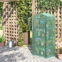 Outsunny 4 Tier Mini Greenhouse, Portable Green House with Steel Frame, PE Cover, Roll-up Door, 70 x 50 x 160 cm, Dark Green(m-12)