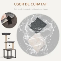 PawHut Arbore de zgariat pentru Pisici cu Casuta, Patut si Stalpi din Sisal, 40x40x104cm, Gri(m-7)