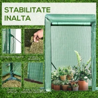 Outsunny Sera de gradina cu folie din PE, cadru din otel si usa tip rulou, 100x50x150c – Verde(m-5)