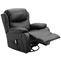 HOMCOM Poltrona Relax Massaggiante con 8 Punti, Poltrona Reclinabile Riscaldante in Pelle PU 97 x 92 x 104cm Nero(m-1)