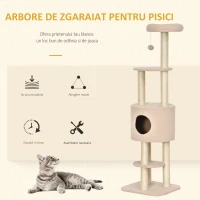 PawHut Ansamblu pentru pisici multi-activitate cusca minge suspendata moale Bej(m-4)