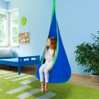 HOMCOM Children's Canvas Hanging Swing Pod Chair Blue(m-2)