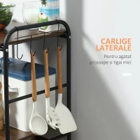 HOMCOM Carucior de Bucatarie Stil Industrial 4 Roti 2 Cosuri 4 Manere Maro(m-7)